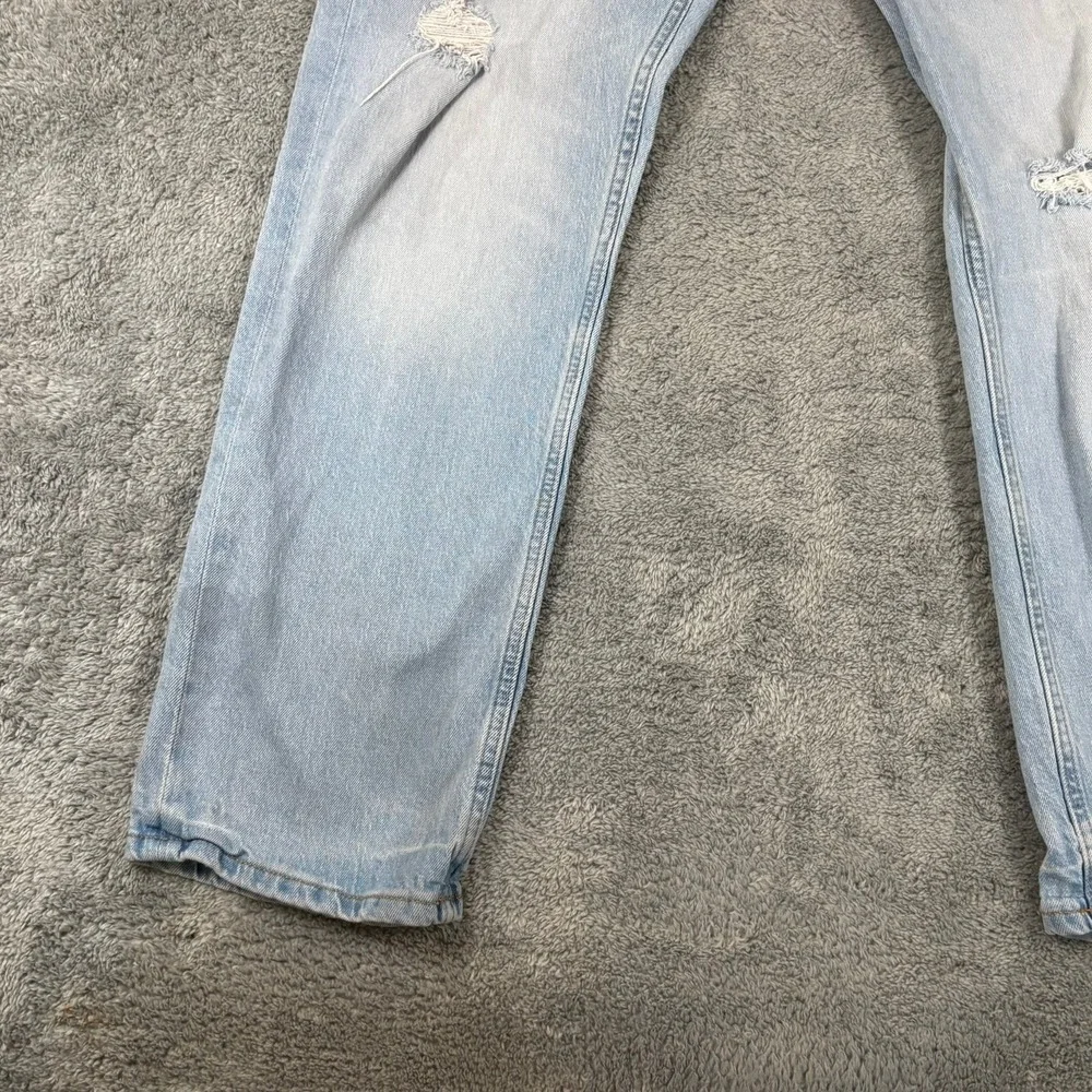 Tommy Jeans Mens Distressed Straight Leg Light Wash Denim Blue Ripped Pants